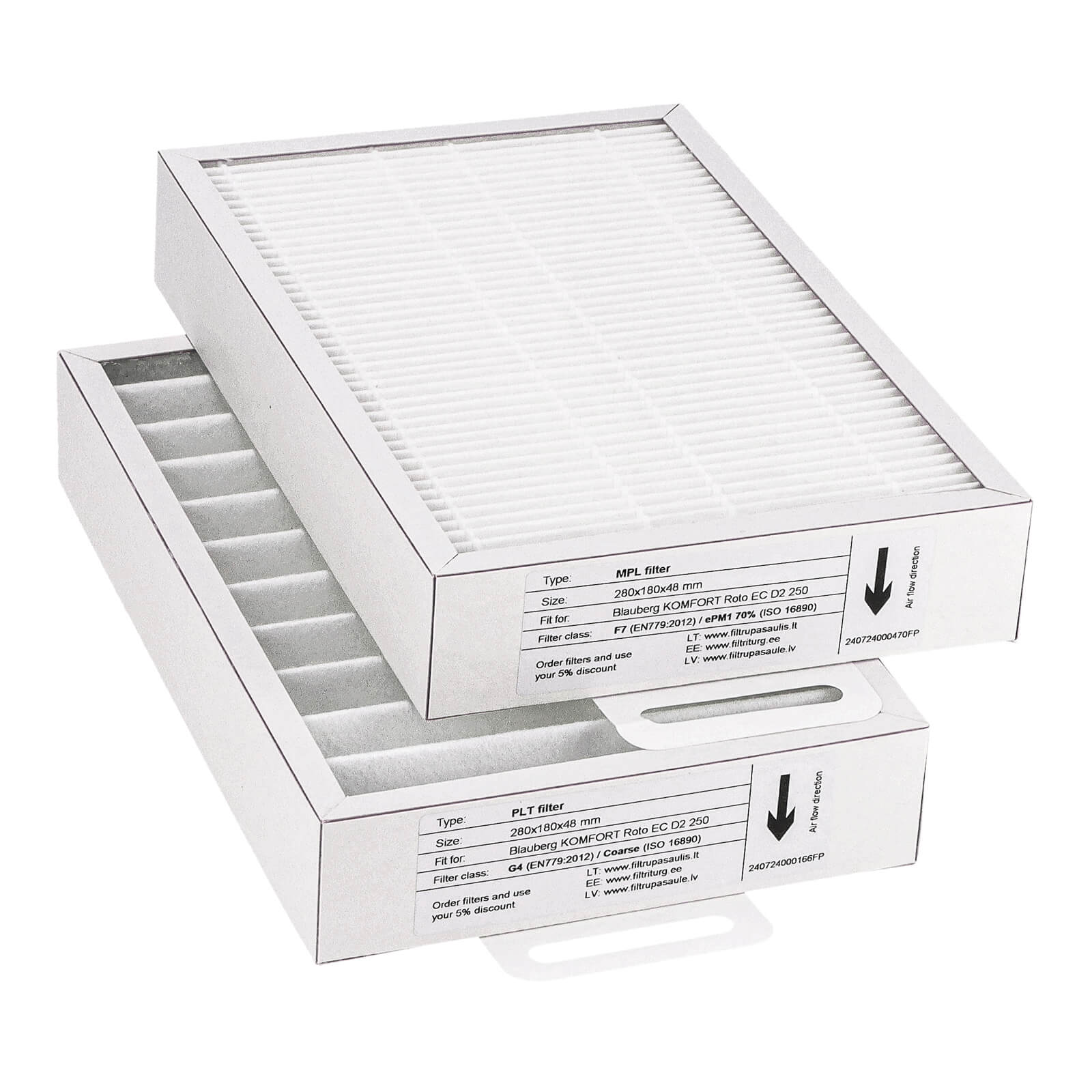 Blauberg Komfort Roto EC D2 250  filter set G4+F7 (house brand)