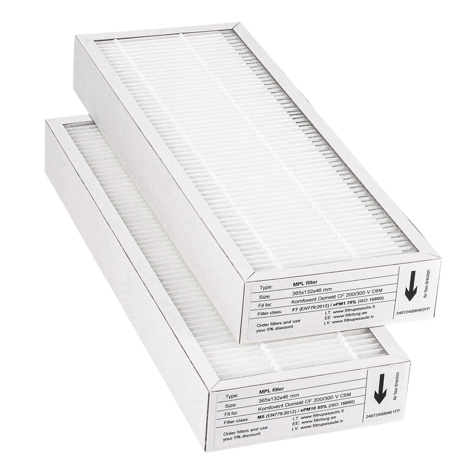 Komfovent Domekt CF 200/300 V C6M suodatinsarja M5+F7 (talon tuotemerkki)