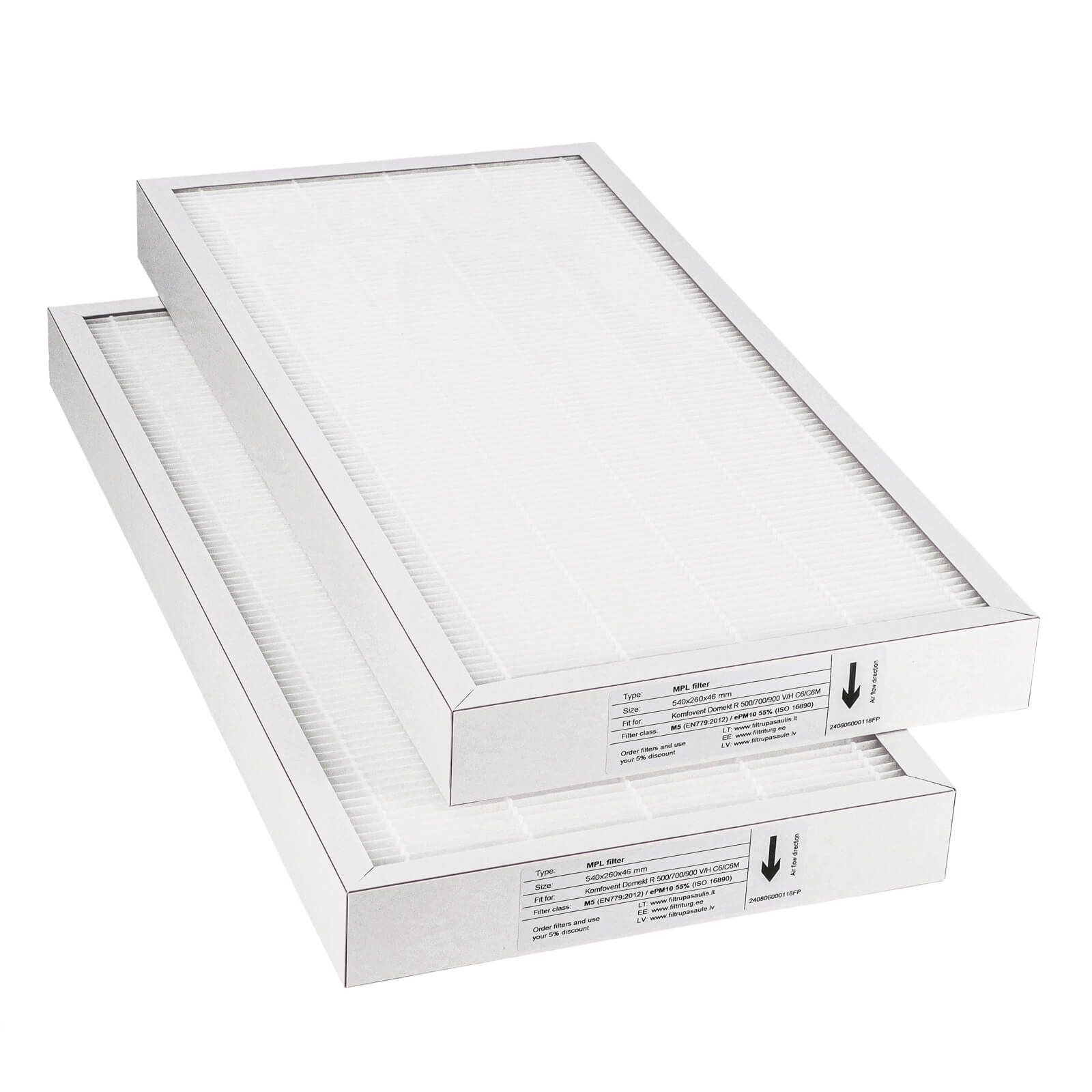 Komfovent Domekt R 500/700/900 V/H C6/C6M suodatinsarja M5+M5 (talon merkki)