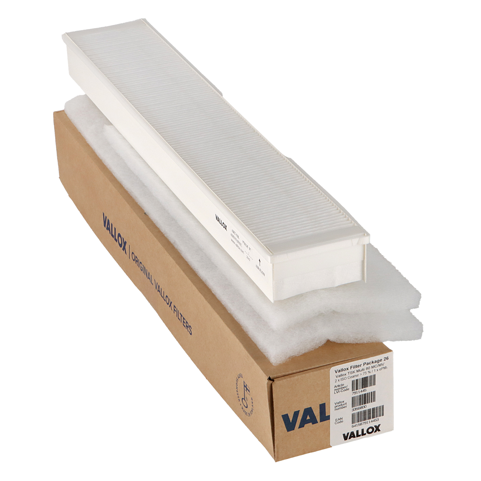 Vallox TSK Multi 80 MC/MV -suodatinsarja nro 26 G4+G4+F7 (alkuperäinen) 450x145x20 + 580x145x20 + 580x97x48