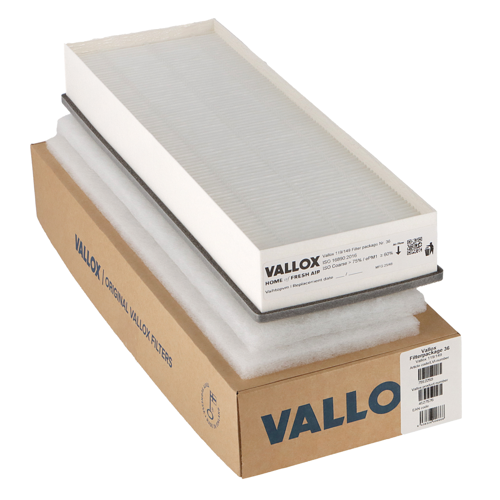 Vallox 119/149 -suodatinsarja nro 36 G4+G4+F7 (alkuperäinen)