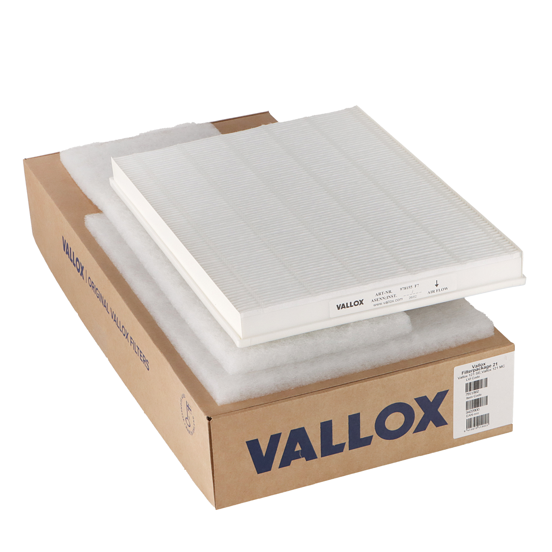 Vallox 121 SE/MC -suodatinsarja nro 21 G4+G4+F7 (alkuperäinen)