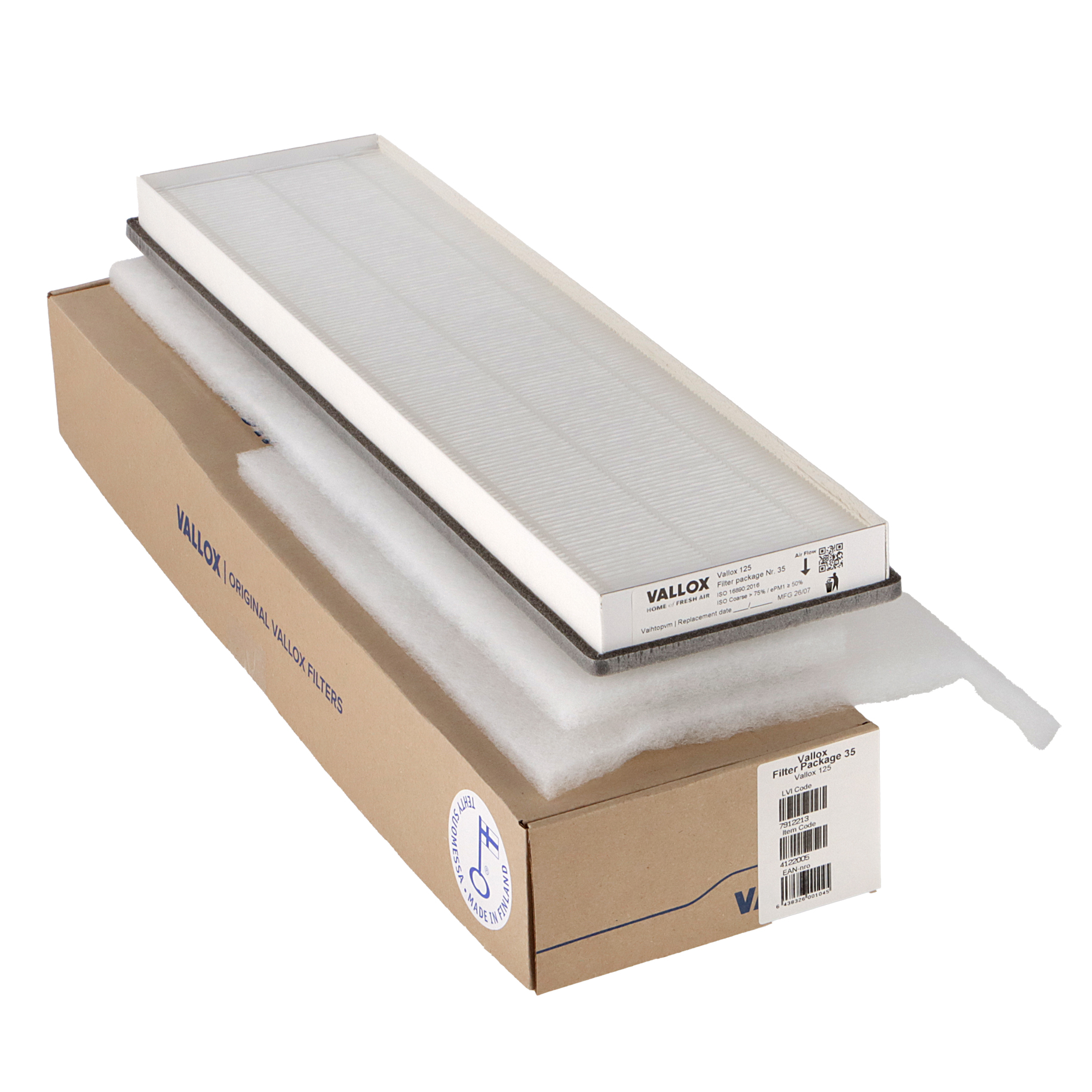 Vallox 125 -suodatinsarja nro 35 G4+G4+F7 (alkuperäinen)