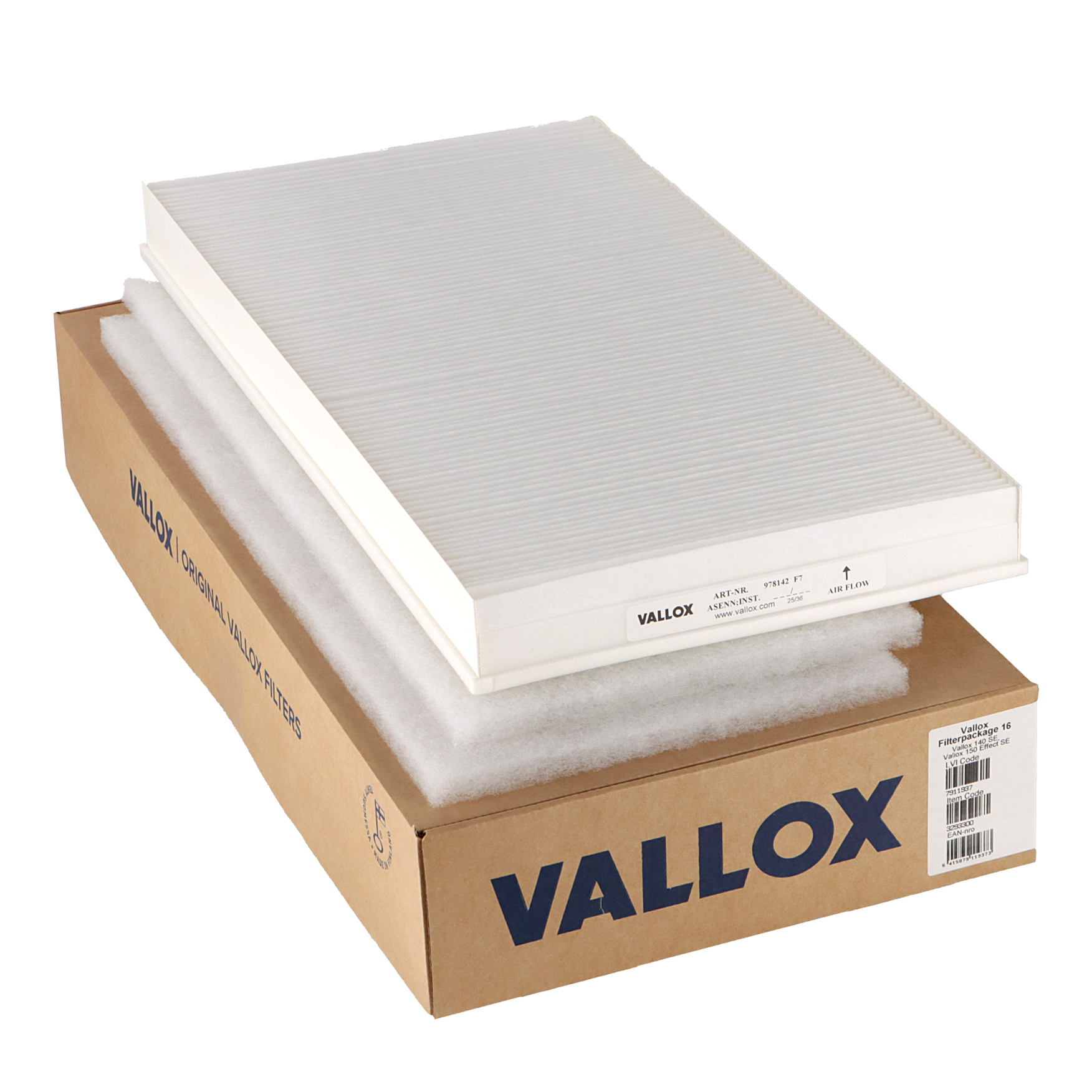 Vallox 140 SE / 150 Effect SE -suodatinsarja nro 16 G4+G4+F7 (alkuperäinen)