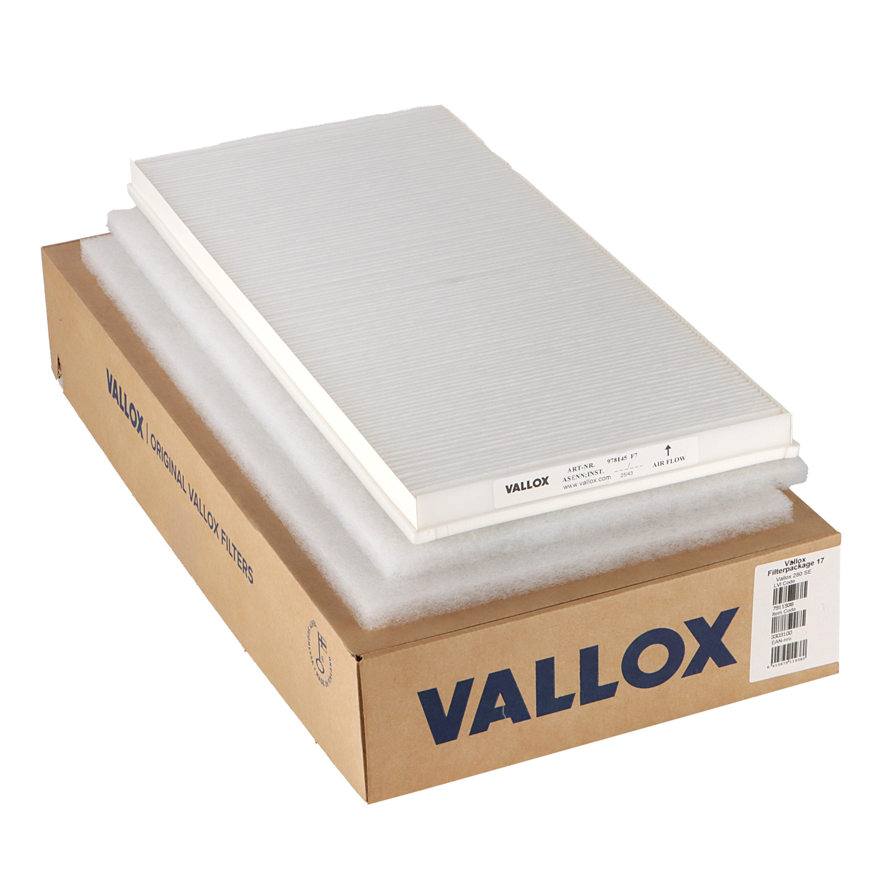 Vallox 280 SE -suodatinsarja nro 17 G4+G4+F7 (alkuperäinen)