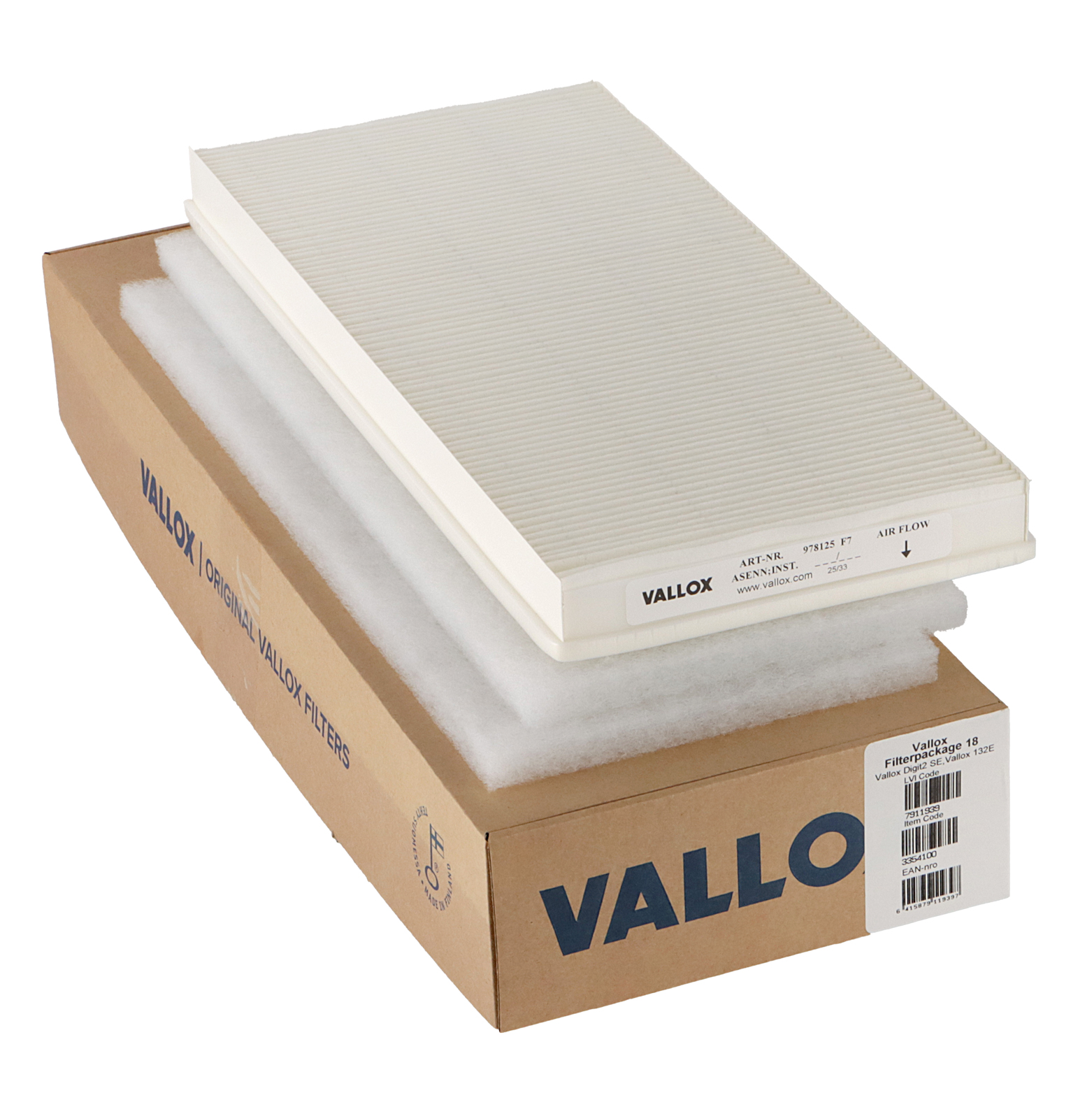 Vallox Digit2 SE / 132 E -suodatinsarja nro 18 G4+G4+F7 (alkuperäinen)
