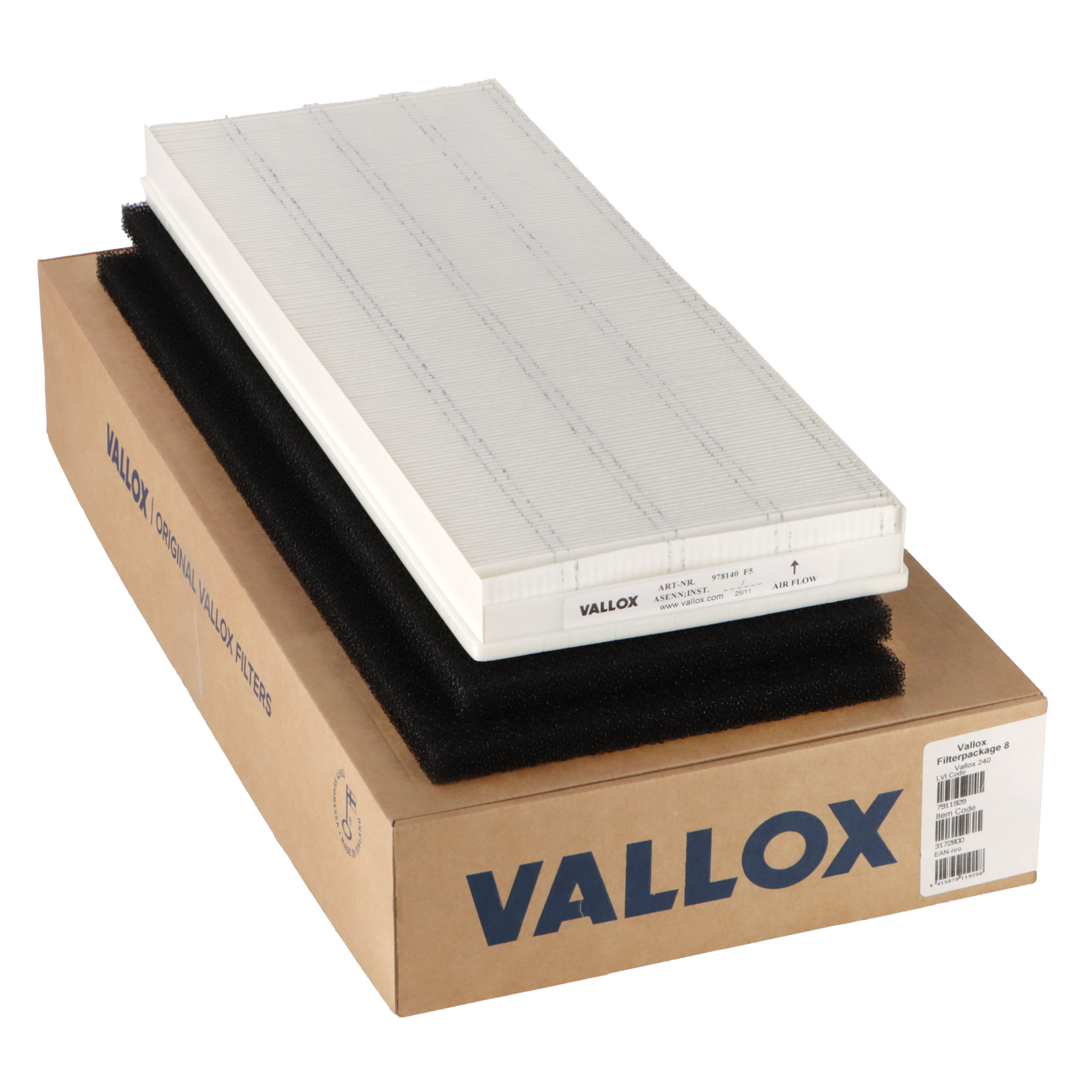 Vallox ILMAVA 240 -suodatinsarja nro 8 G1+G1+M5 (F5) (alkuperäinen)