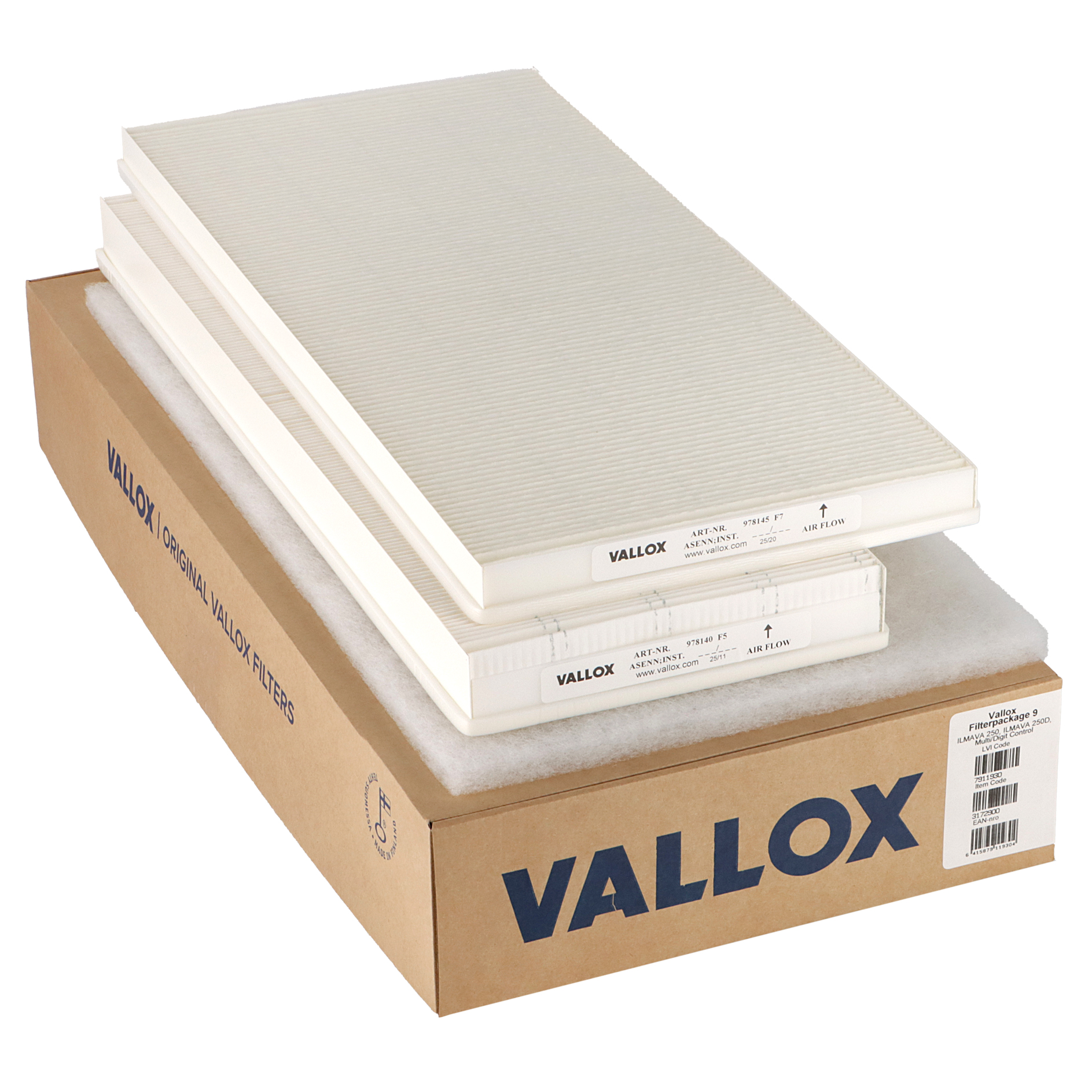 Vallox ILMAVA 250 D / 250 Multi/Digit Control -suodatinsarja nro 9 G4+M5(F5)+F7 (alkuperäinen)