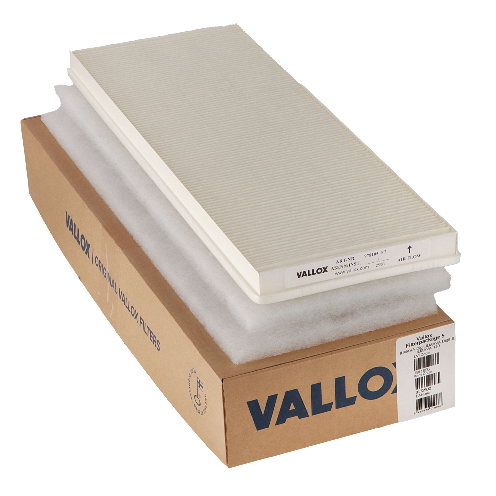 Vallox ILMAVA Digit / Digit S / 130 -suodatinsarja nro 5 G4+G4+F7 (alkuperäinen)