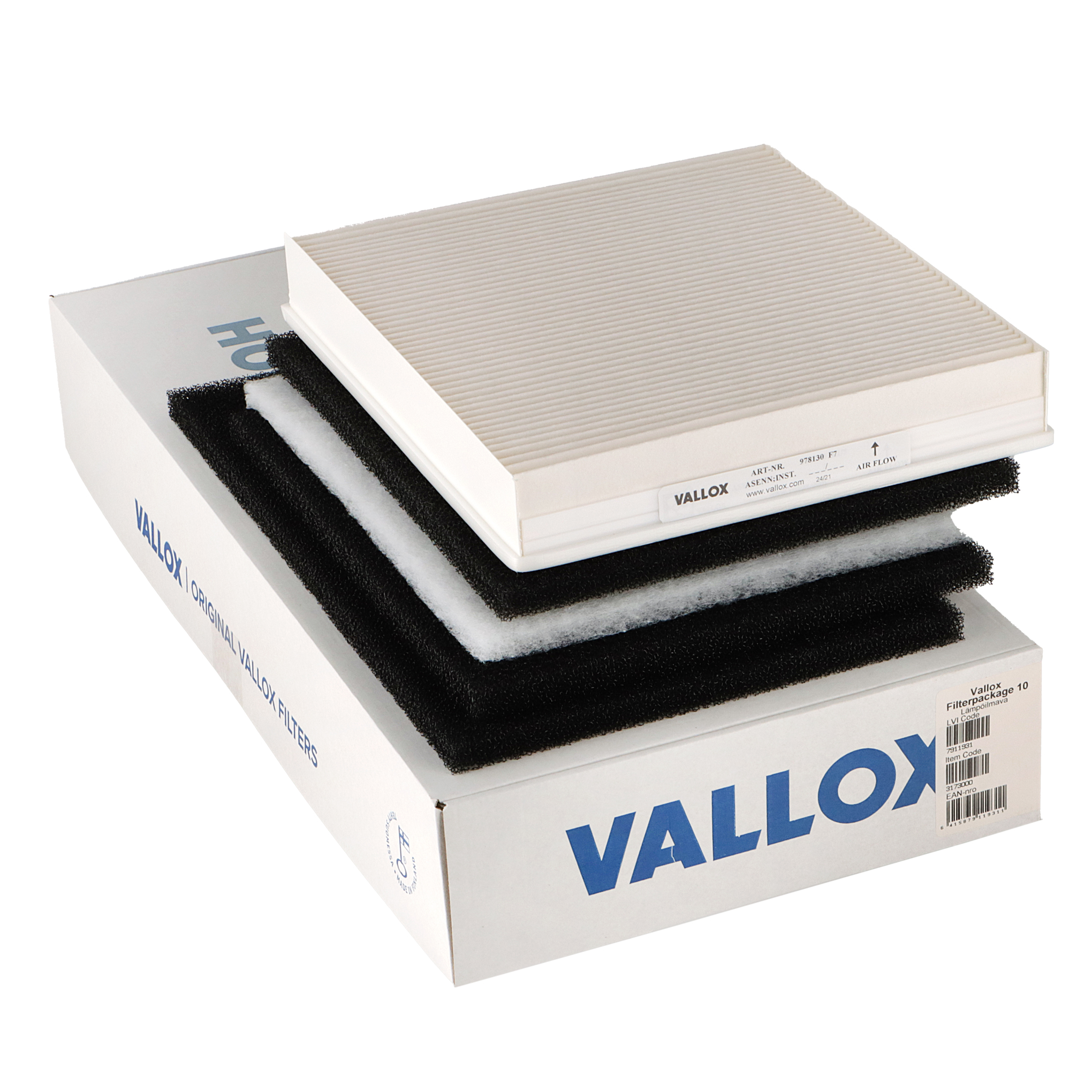 Vallox Lämpöilmava -suodatinsarja nro 10 G1+G1+G1+G4+F7 (alkuperäinen)
